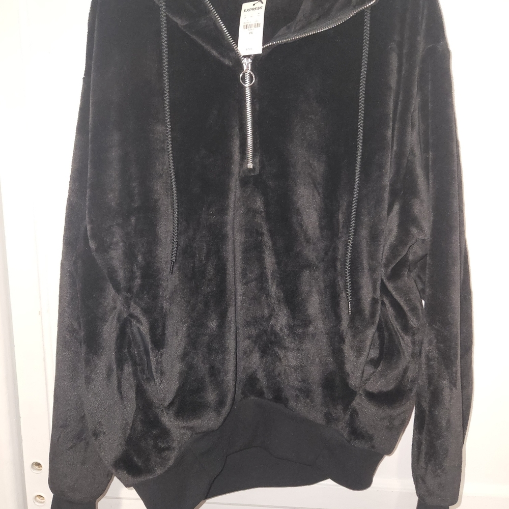 New womens express black xs extra small sweater shirt top hoodie hooded